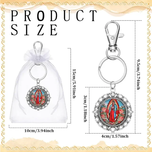 Llaveros de la Virgen de Guadalupe - Pack de 12 Piezas con Bolsas de Organza - Image 2