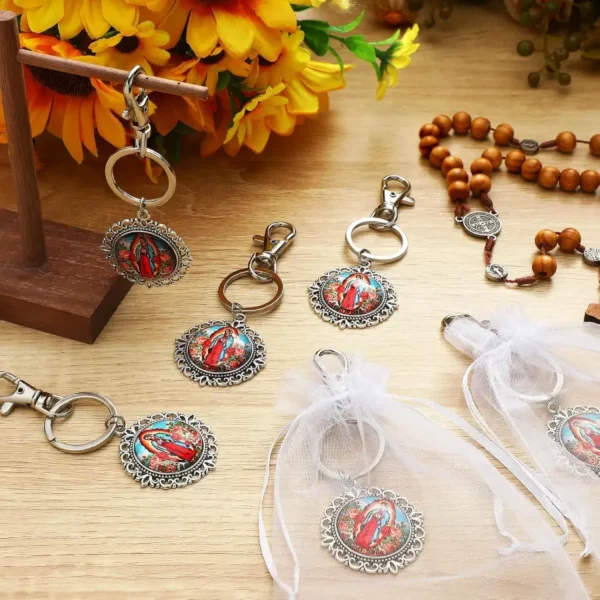 Llaveros de la Virgen de Guadalupe - Pack de 12 Piezas con Bolsas de Organza - Image 3