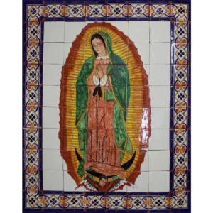 Our Lady Virgen De Guadalupe. Clay Talavera Tile Mural