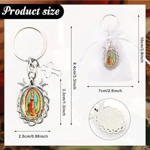 12 Pcs Our Lady of Guadalupe Keychain Baptism Favors for Guests, Llaveros Virgen de Guadalupe for Quinceanera, First Communion Favors, Primera Communion Recuerdos de Bautizo para Nia Nio