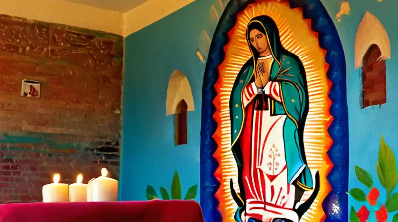 Mural vibrante de La Virgen de Guadalupe