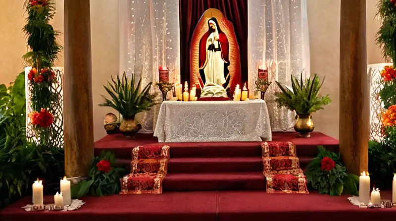 Altar con luz cálida y devoción profunda