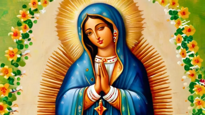 Vibrante imagen de la Virgen de Guadalupe