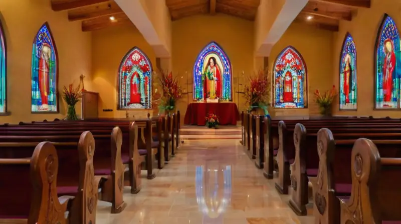 Iglesia serena con luz y devoción