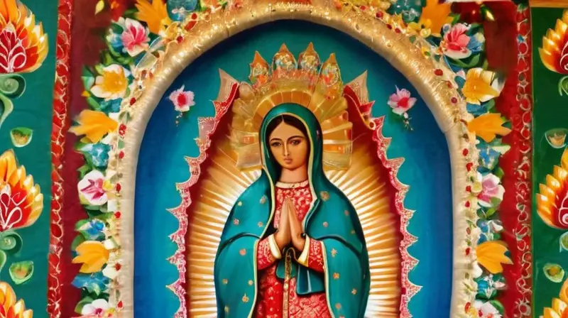 Mural vibrante de La Virgen de Guadalupe