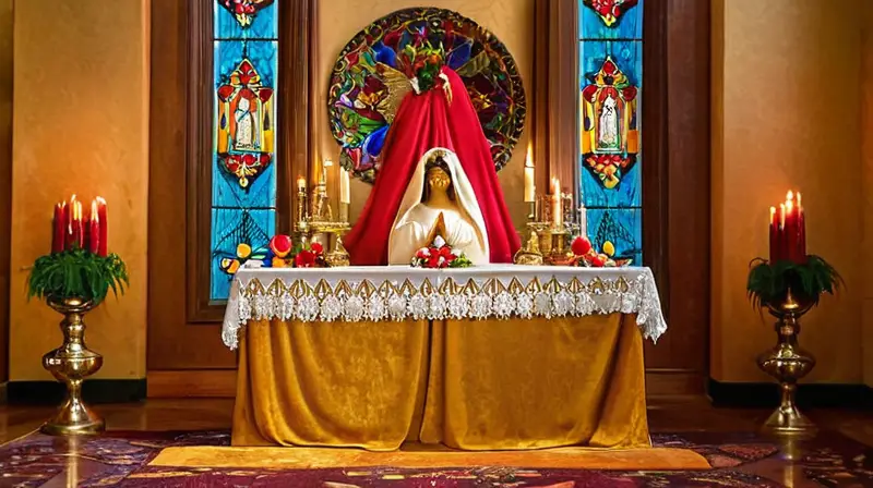 Altar vibrante con flores y devoción