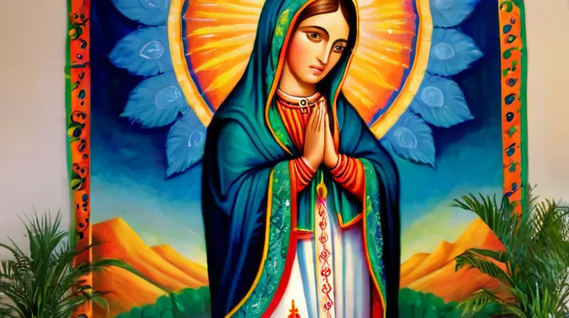 Mural vibrante de La Virgen de Guadalupe