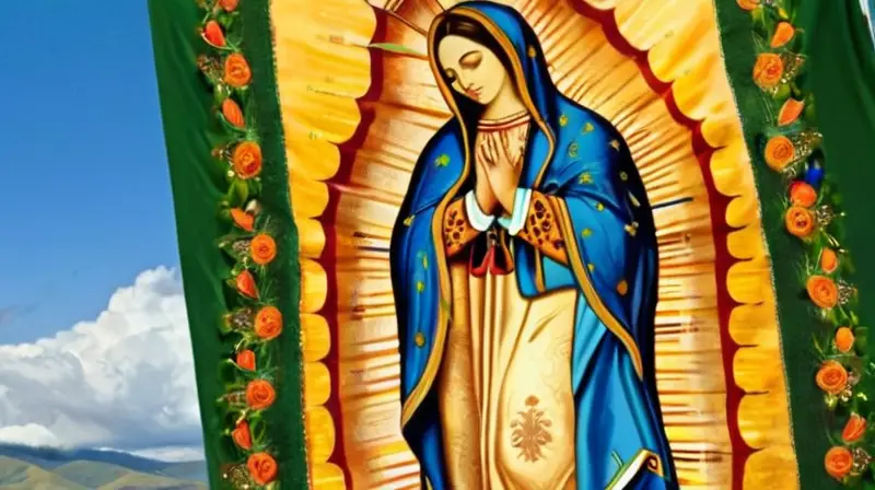 Virgen de Guadalupe rodeada de fervientes devotos