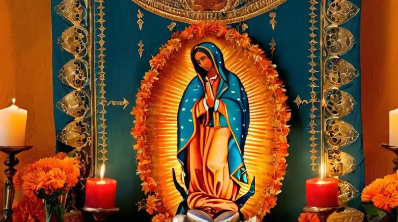 Altar vibrante y sagrado con devotos presentes