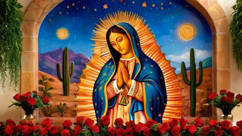 Mural vibrante de la Virgen de Guadalupe