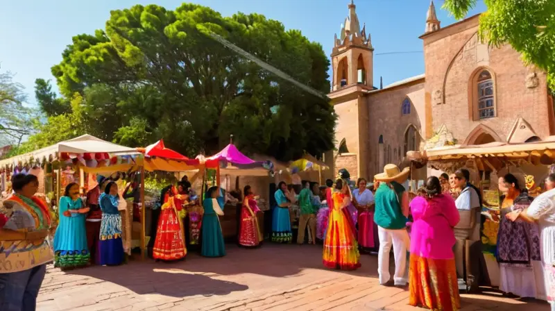 Plaza vibrante con tradiciones y comunidad unida