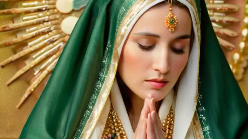 Virgen María radiante con halo celestial