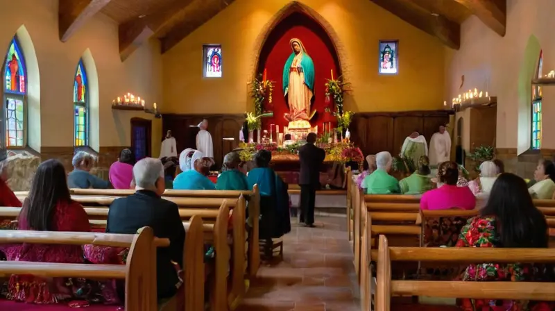 Iglesia vibrante llena de devoción y luz