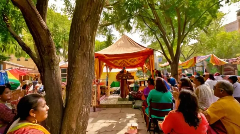 Plaza vibrante de unidad y celebración