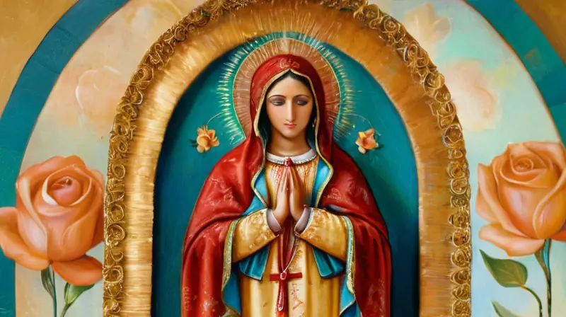 Mural vibrante de La Virgen de Guadalupe