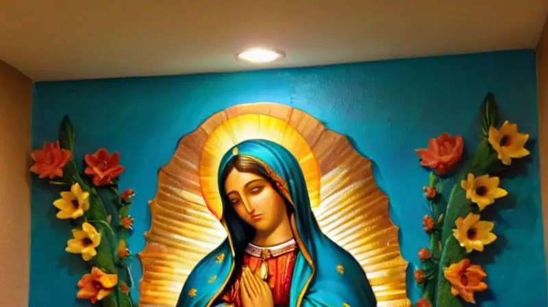 Mural vibrante de La Virgen de Guadalupe