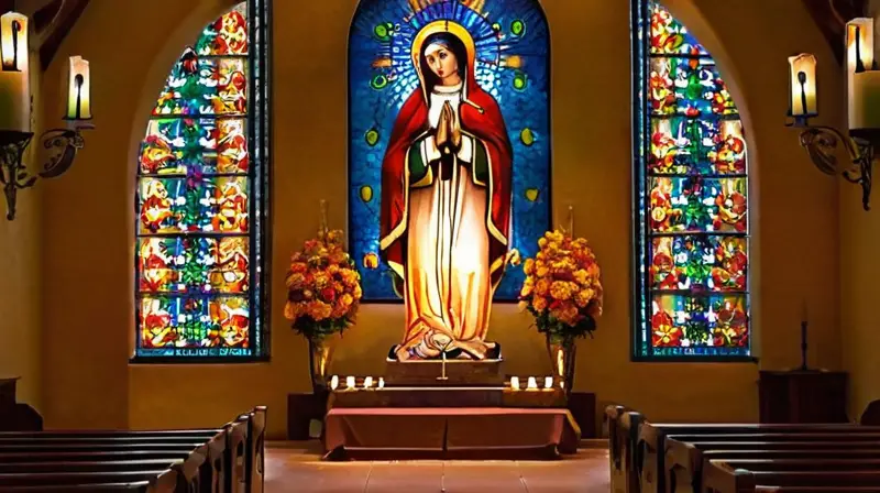 Iglesia serena con altar de la Virgen