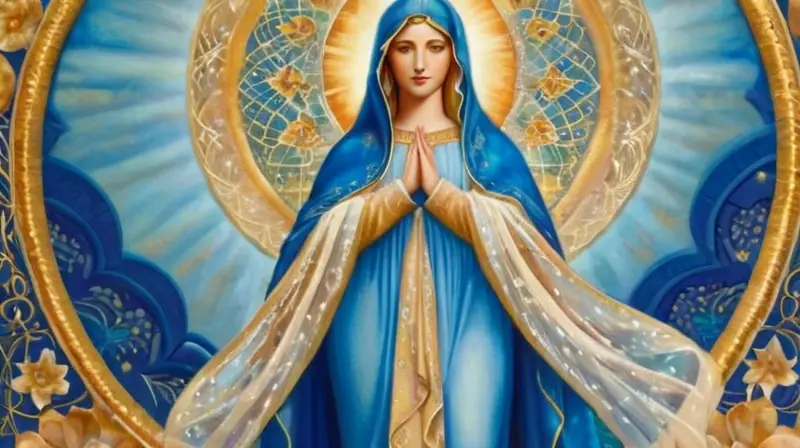 Virgen María rodeada de luz y serenidad