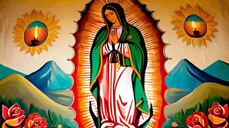 Mural vibrante de La Virgen de Guadalupe