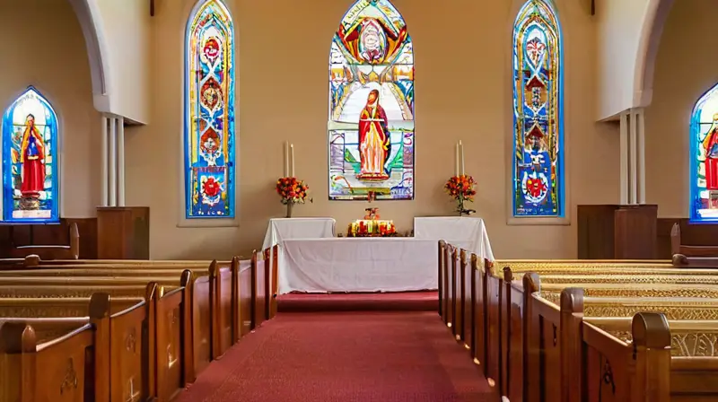 Iglesia serena con luz y devoción
