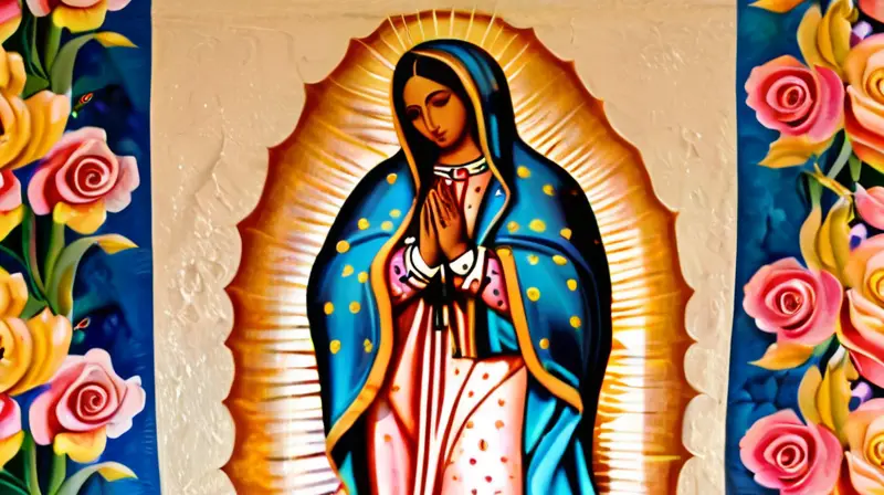 Mural vibrante de la Virgen de Guadalupe