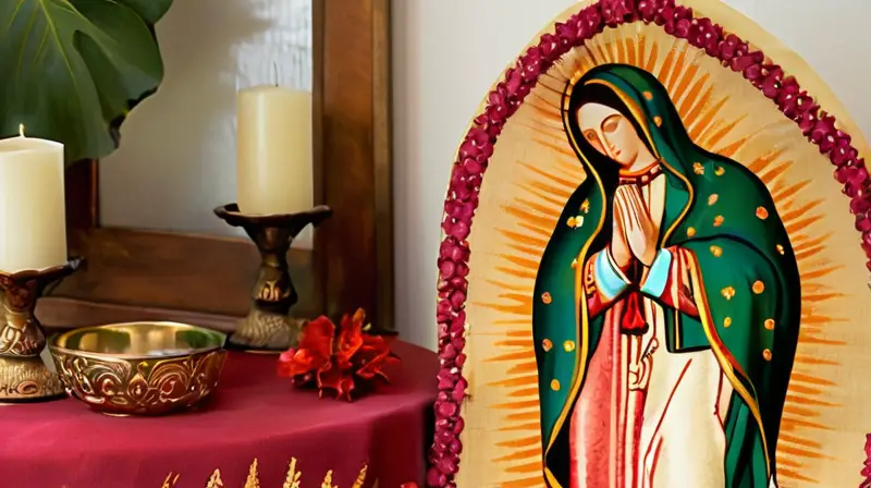 Un altar sereno con velas y flores