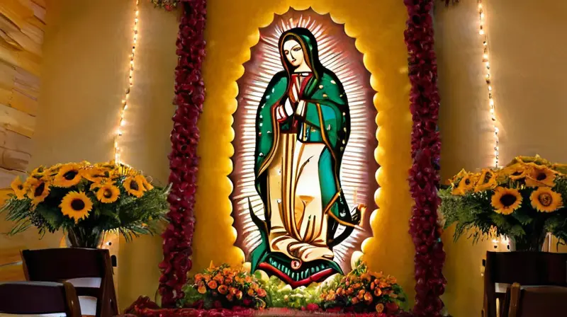 Mural vibrante de la Virgen de Guadalupe