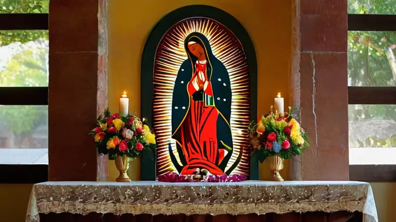 Un altar vibrante y sereno lleno de flores
