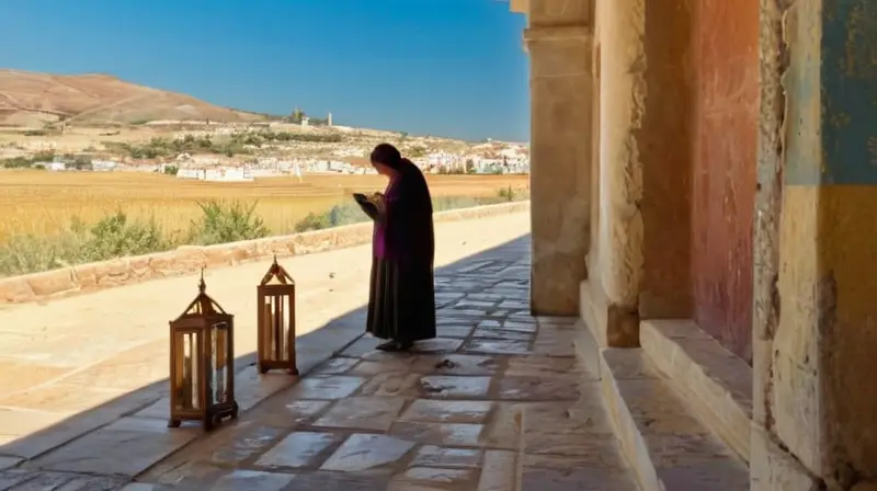 Camino antiguo, peregrinos en oración