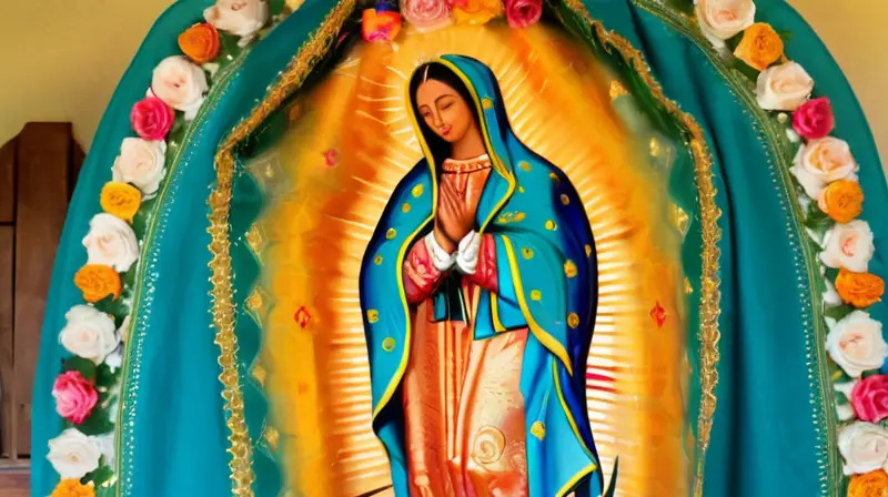 Virgen de Guadalupe rodeada de serenidad y belleza