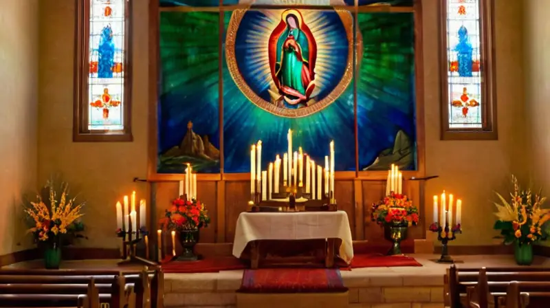 Iglesia humilde llena de luz y devoción