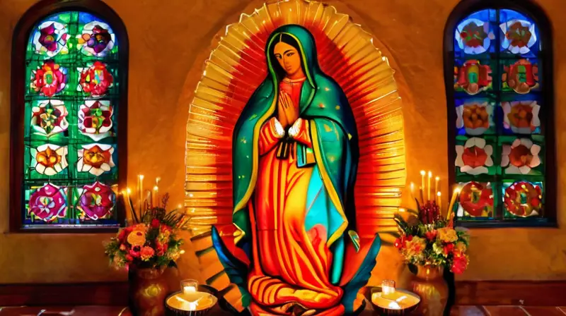 Escena vibrante de devoción religiosa mexicana