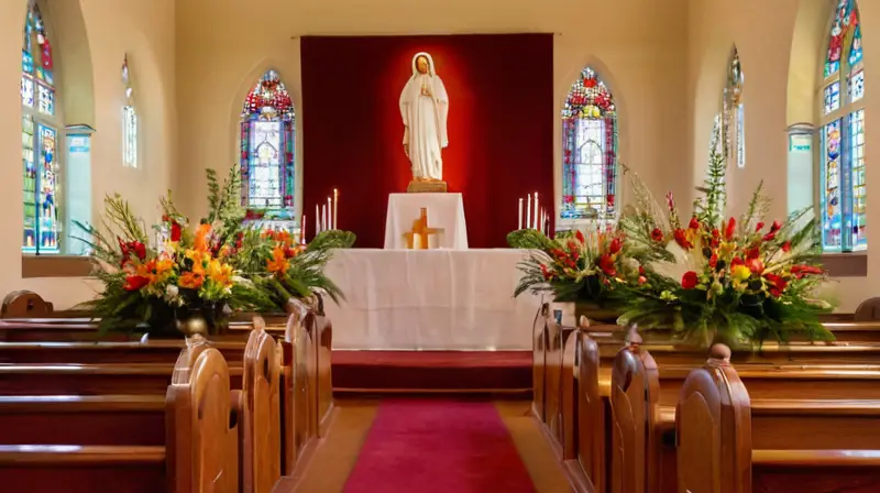 Iglesia serena con luz y reverencia profunda