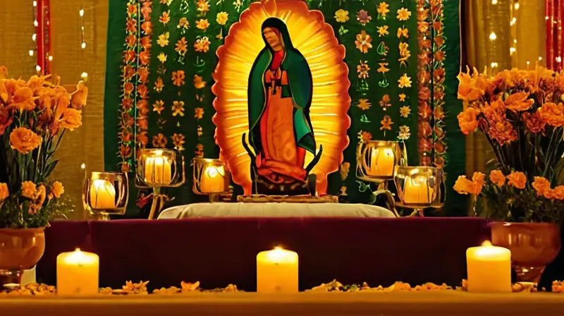 Altar vibrante celebra a La Virgen de Guadalupe