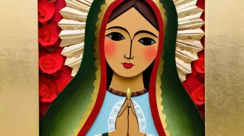 Collage vibrante con la Virgen de Guadalupe