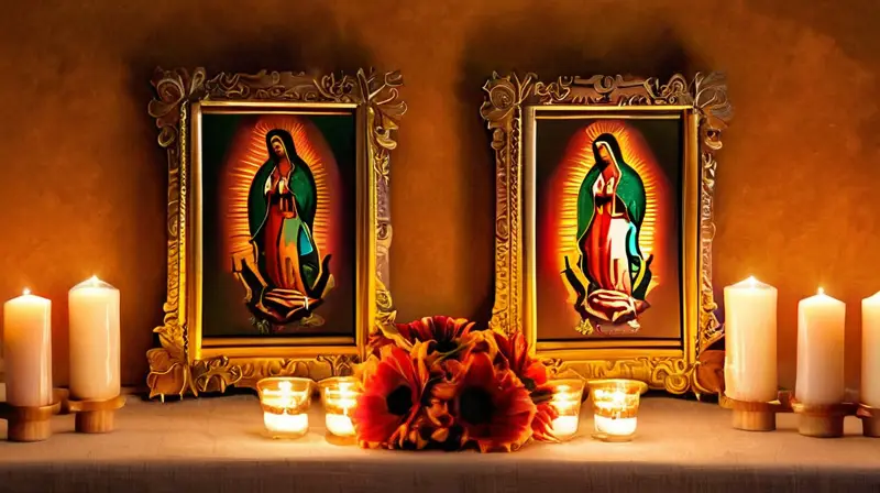 Altar adornado con flores y velas