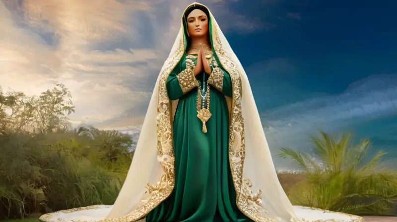 Virgen de Guadalupe en rica y armoniosa escena