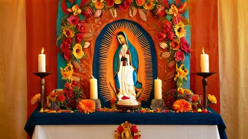 Altar sereno adornado, lleno de devoción