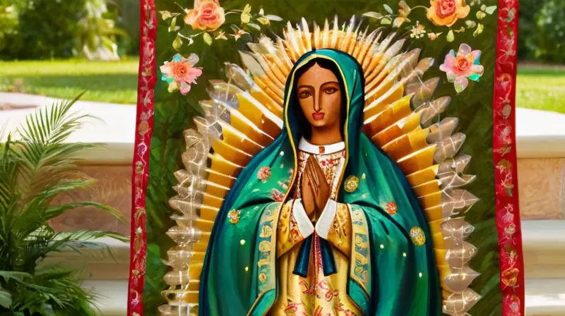 Virgen de Guadalupe adornada y reverente