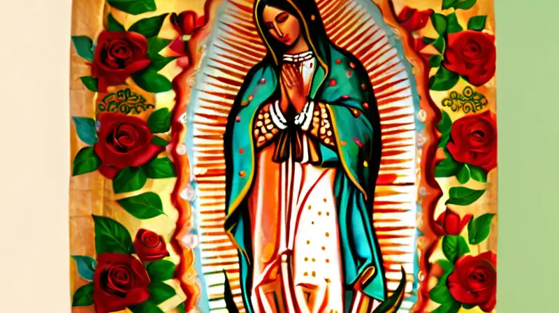 Mural vibrante de La Virgen de Guadalupe