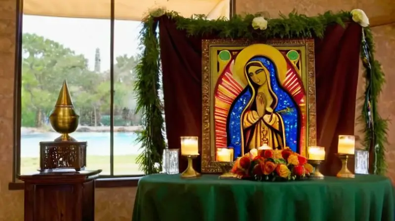Escena vibrante de altar con devoción