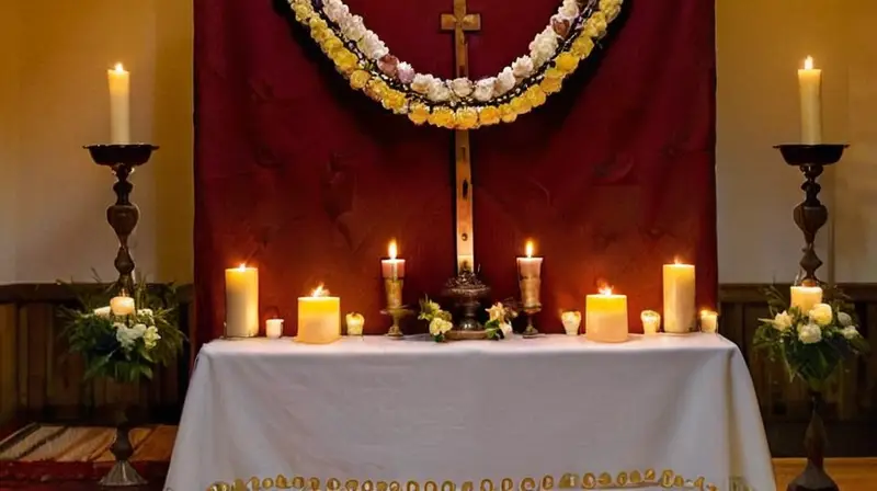 Altar sereno con Virgen y flores