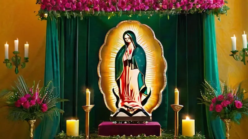 Escena altar vibrante y sagrada con luz