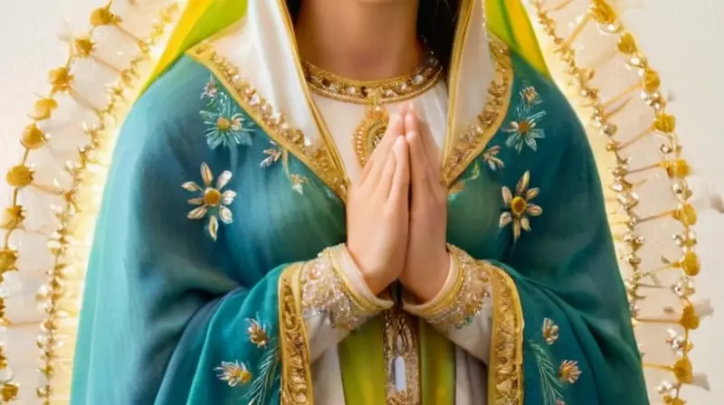 Virgen de Guadalupe en un paisaje vibrante
