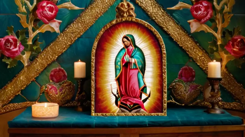 Altar labrado con la Virgen de Guadalupe