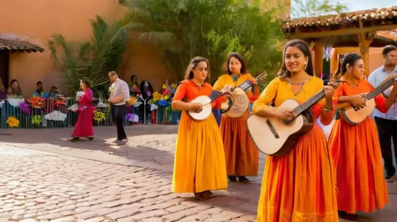 Plaza vibrante llena de fe y celebración