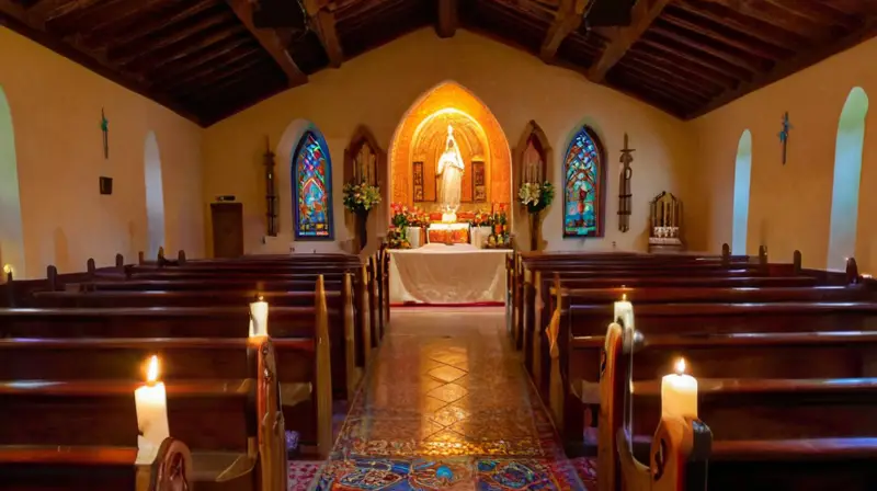 Iglesia serena llena de luz y devoción