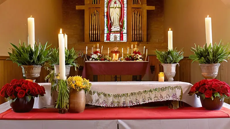 Altar vibrante que celebra amor y tradición
