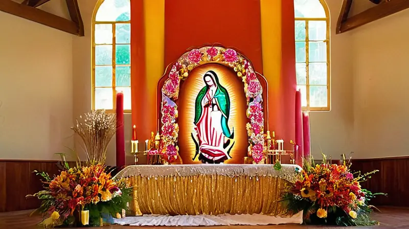 Altar vibrante con la Virgen de Guadalupe