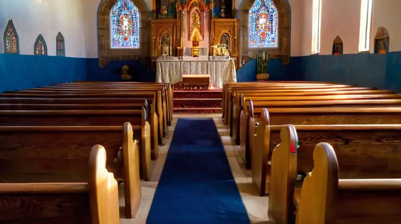 Iglesia serena con luz y devoción